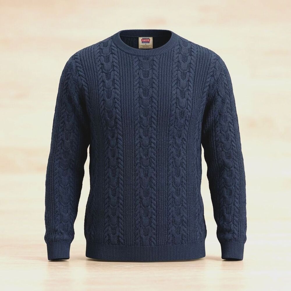 VTG 90s Levi’s Cable Knit Crew Sweater Sz M Wool Blend Fisherman Nautical Unisex